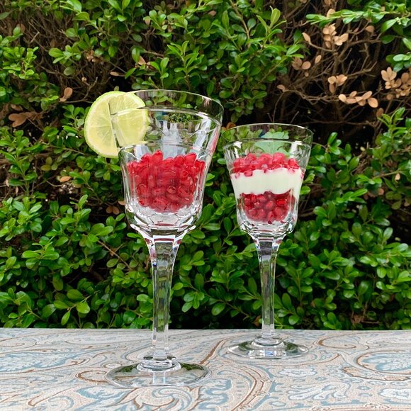 Gorham thumb print etch leaf cut crystal wine glasses - Picture 7 of 10